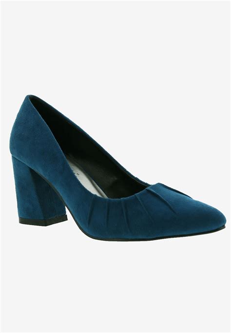 Vinny Microsuede Pump With Heel Teal Microsuede Pumps Microsuede