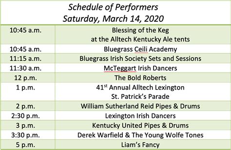 Performers Announced For 41st Annual Alltech Lexington St Patricks