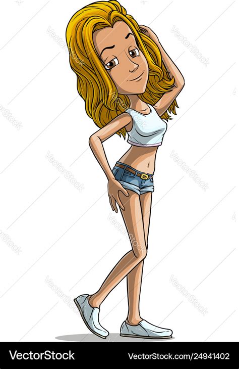 Cartoon Blonde Sexy Girl Character Royalty Free Vector Image