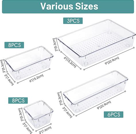 Tomitany 25 Pcs Clear Plastic Drawer Organizers Set Vtopmart 4 Size Versatile Bathroom And