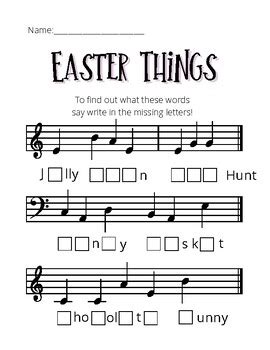 Easter Things Treble And Bass Clef By Amber Waldron Music Tpt