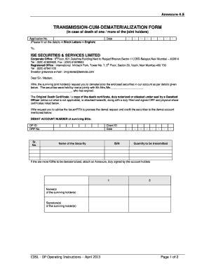 Fillable Online Annexure Cdsl S Dp Operating Instructions Fax