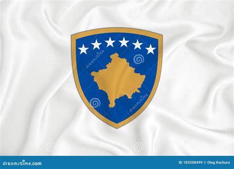 A Developing White Flag with the Coat of Arms of Kosovo. Country Symbol ...