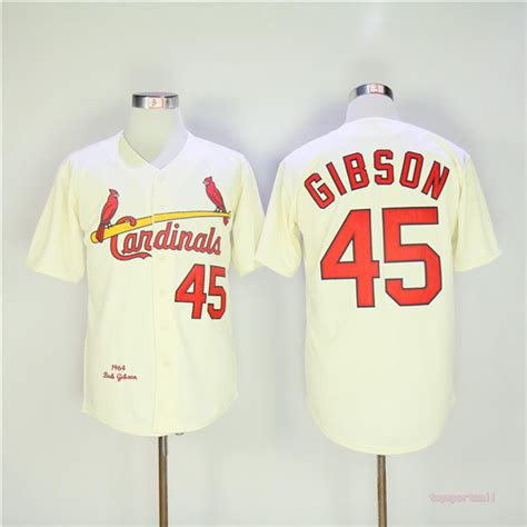 MLB St Louis Cardinals 45 Bob Gibson Cream Throwback Baseball Jerseys