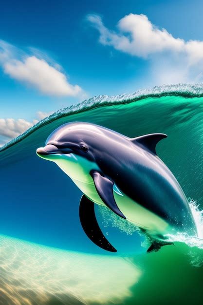 Premium AI Image Beautiful Dolphin Generated Ai