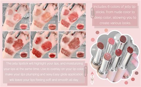 Amazon Gireatick Colors Jelly Glossy Lipstick Pcs Nude To Red Mirror Hydrating Lip