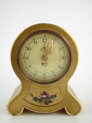 Vintage German Music Box Alarm Clock Angem Sss Painted