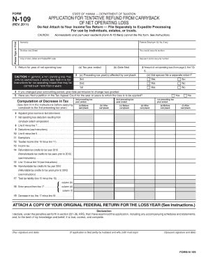 Fillable Online Form N Rev Application For Tentative Refund