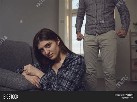 Woman Afraid Domestic Image And Photo Free Trial Bigstock