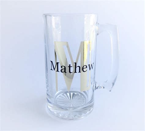 8 Groomsmen Monogram Beer Mugs Bridal Party T Etsy