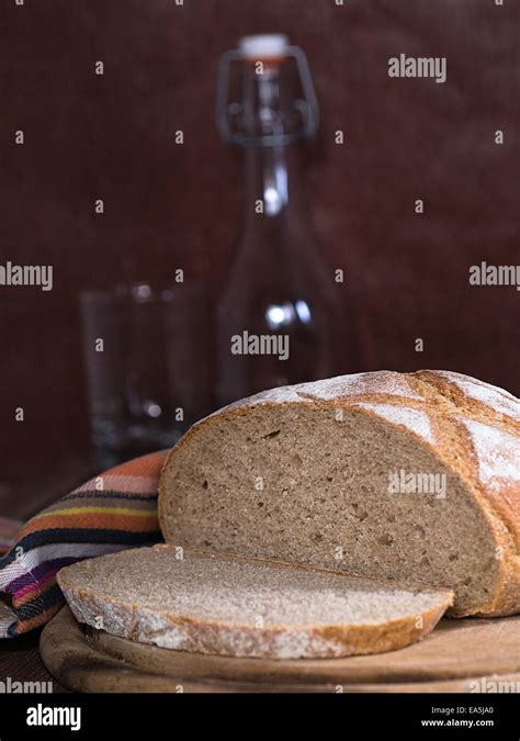 A Loaf Of Bread Cut Open Stock Photo Alamy