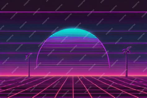 Premium AI Image | Synthwave purple and cyan background with generative ai