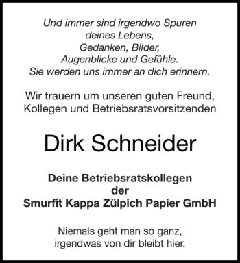 Traueranzeigen Von Dirk Schneider Aachen Gedenkt