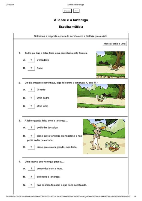 A Lebre E A Tartaruga Atividades Braincp