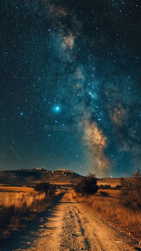 Estrellas En El Cielo Nocturno Sobre Un Desierto Silencioso Imagen De