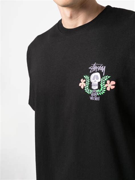 Stüssy Skull Crest Cotton T shirt Farfetch