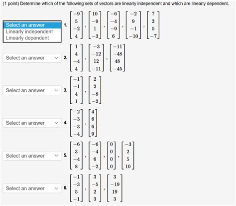 Solved 1 Point Determine Which Of The Following Sets Of