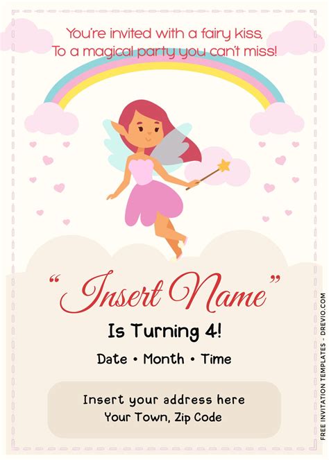 Free Rainbow Magic Fairy Birthday Invitation Templates For Word