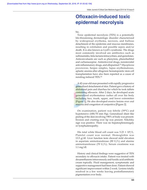 PDF Ofloxacin Induced Toxic Epidermal Necrolysis