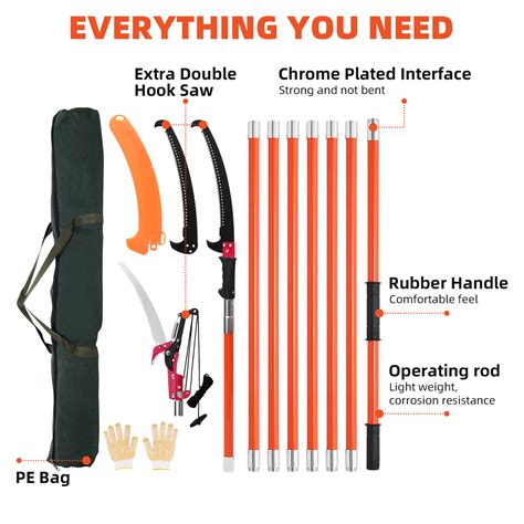 Manual Pole Saw Extendable Tree Pruner 7 3 27ft Fiberglass Pole Hook Cutter Tool Ebay