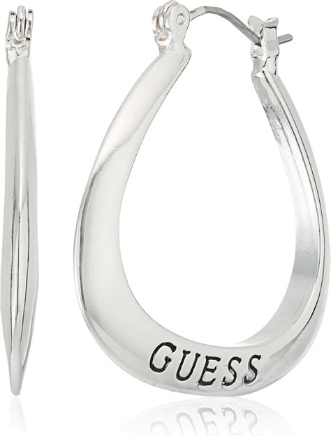 Guess Basic Small Oval Logo Hoop Earrings One Size Buy Online At Best