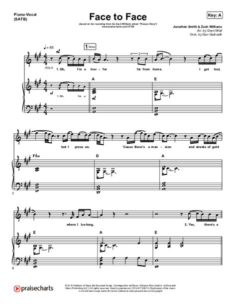 Face To Face Sheet Music PDF (Zach Williams) - PraiseCharts