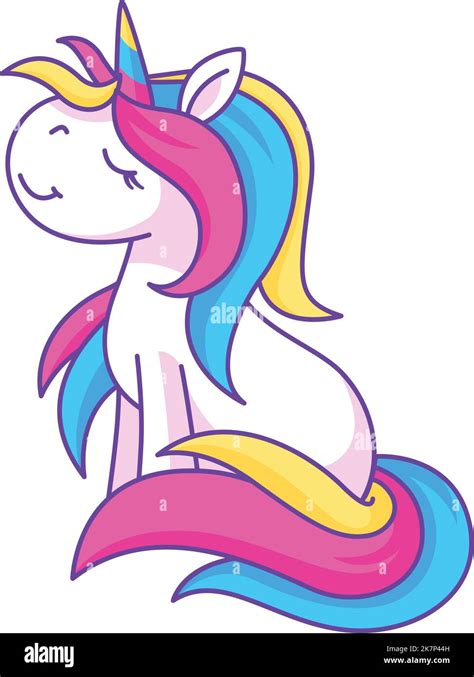 Cute Smiling Unicorn Happy Mascot Magic Animal Stock Vector Image