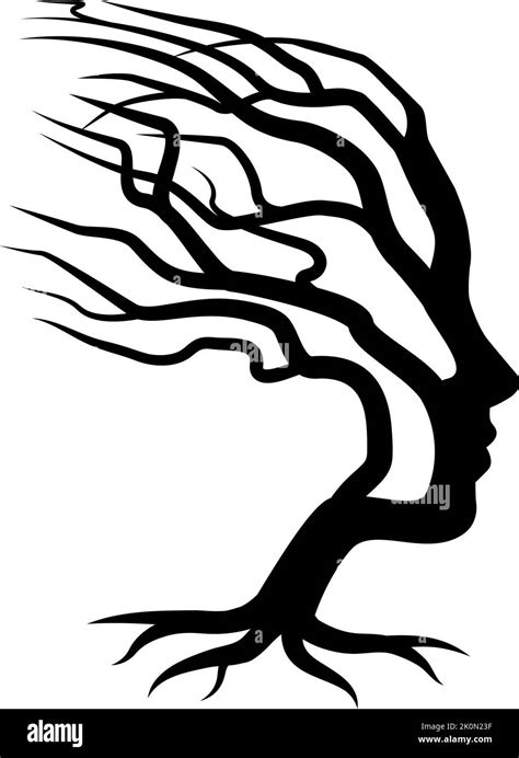 Optical Illusion Woman Face Tree Silhouette Stock Vector Image And Art Alamy