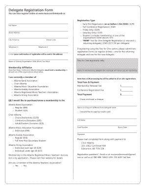 Canada Delegate Registration Form Fill Online Printable