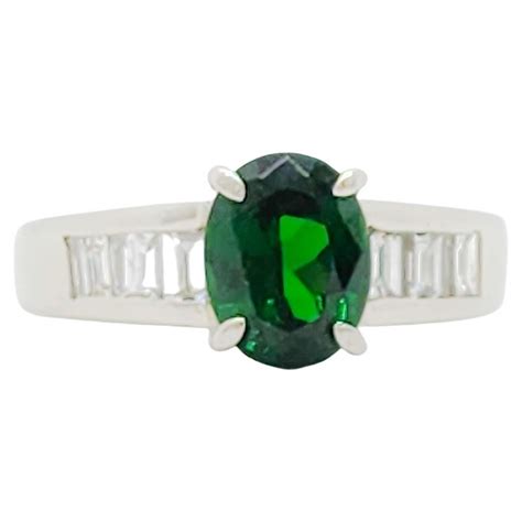 Tsavorite Garnet Diamond And Platinum Ring At 1stDibs