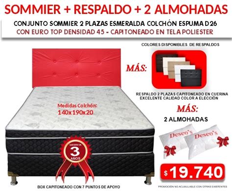 Sommier 2 Pzas Esmerlada Esp D26 C Eurotop D45 Placa Entera 2