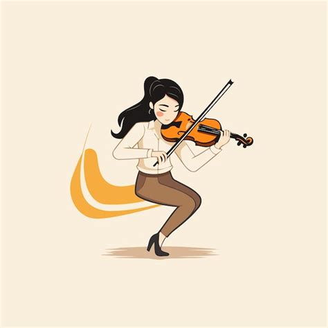 Mujer Hermosa Tocando El Violín Ilustración Vectorial Al Estilo De Dibujos Animados Vector Premium