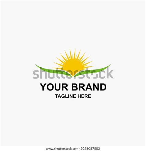 Rising Sun Green Landscape Flat Illustration Stock Vector Royalty Free