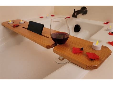 Solid Cedar Bath Tub Tray Stained Bath Caddy Bathtub Tray Bath Tray