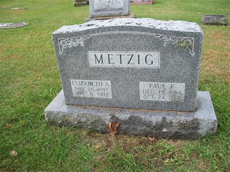 Paul Frederick Metzig Find A Grave Memorial