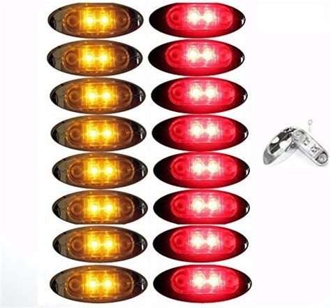 Amazon 8 Amber 8 Red LED Oval Clearance Side Marker Light With