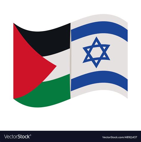 Palestine and israel flags united Royalty Free Vector Image