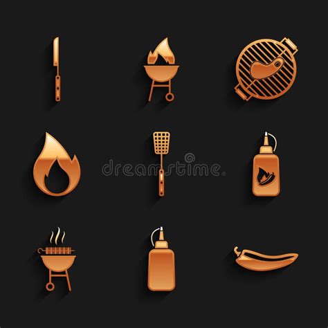 Set Barbecue Spatula Mustard Bottle Hot Chili Pepper Pod Ketchup