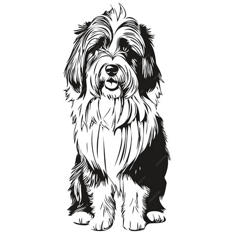 Premium Vector Bearded Collie Dog Pet Sketch Illustration Black And