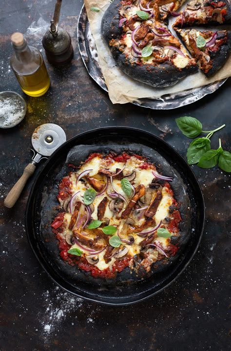 Black Pizza With Chipotle Bbq Chicken And Mushrooms Recipe