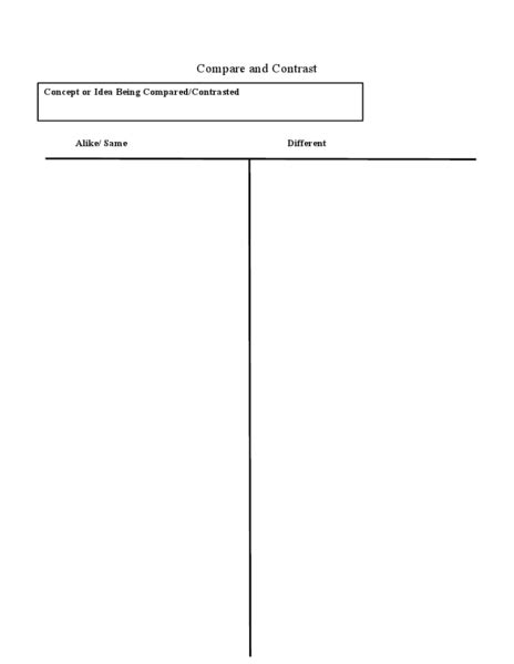 Printable Compare And Contrast Chart