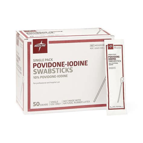 Medline Povidone Iodine Pvp Swabstick Singles 50ct