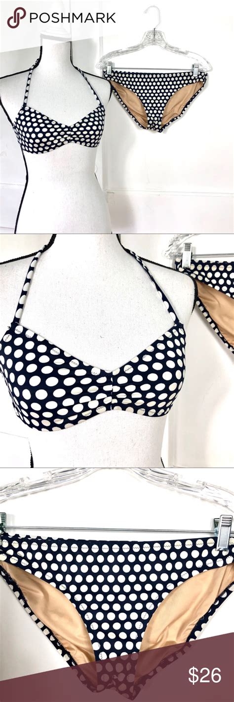 J Crew Polka Dot Bikini Navy Blue Polka Dot Bikini Bikinis Women