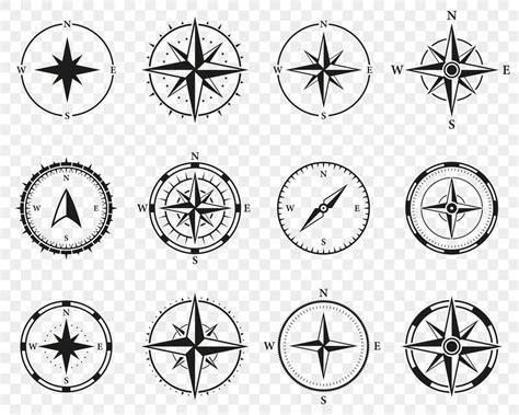 Compass Silhouette Icon Set Adventure Direction To North South West East Solid Sign