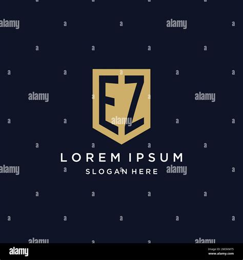 Ez Monogram Initials Logo Design With Shield Icon Template Stock Vector