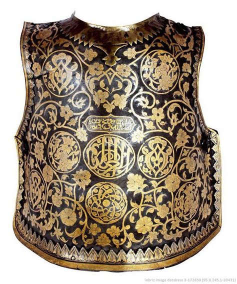 Late Ottoman Cuirass 18th Century Steel With Gold Inlaid Decoration