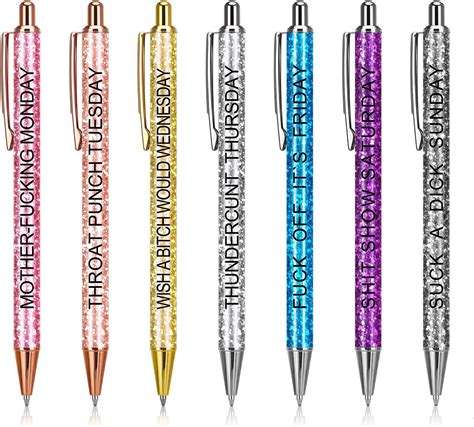 Amazon Teblacker 7 Pieces Funny Pens Swear Word Daily Pen Set