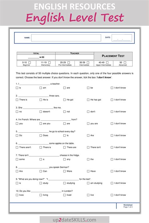 BUNDLE: Multiple-choice English Level Tests – Versions A and B