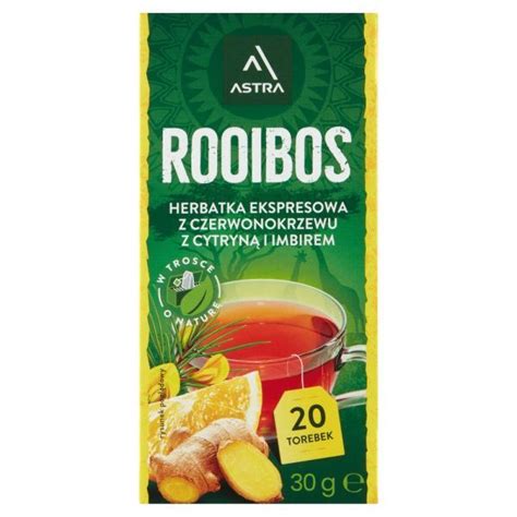 Herbata ekspresowa Astra Rooibos z czerwonokrzewu z cytryną i imbirem