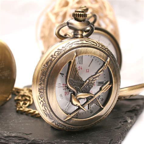 Engraved Bronze Pocket Watch Bird Design By Giftsonline4u